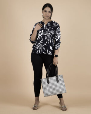 Blue & White Floral Printed Cotton kurti for Women