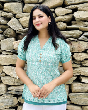 Cotton Short Kurti Green