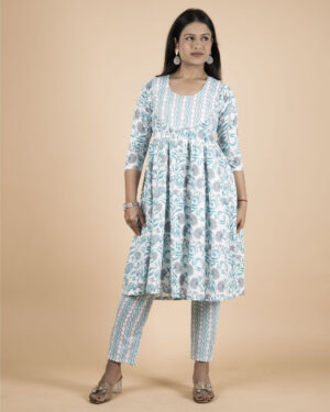 Blue Printed Kurta Set