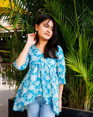 Women Blue Flared Top