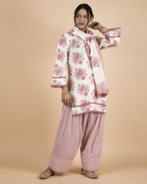 Floral Print Kurta Set With Dupatta